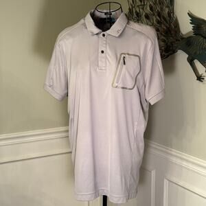 J Lindeberg Men's Slim Fit Golf Polo Shirt Snap Closure Large Lightweight *Read*